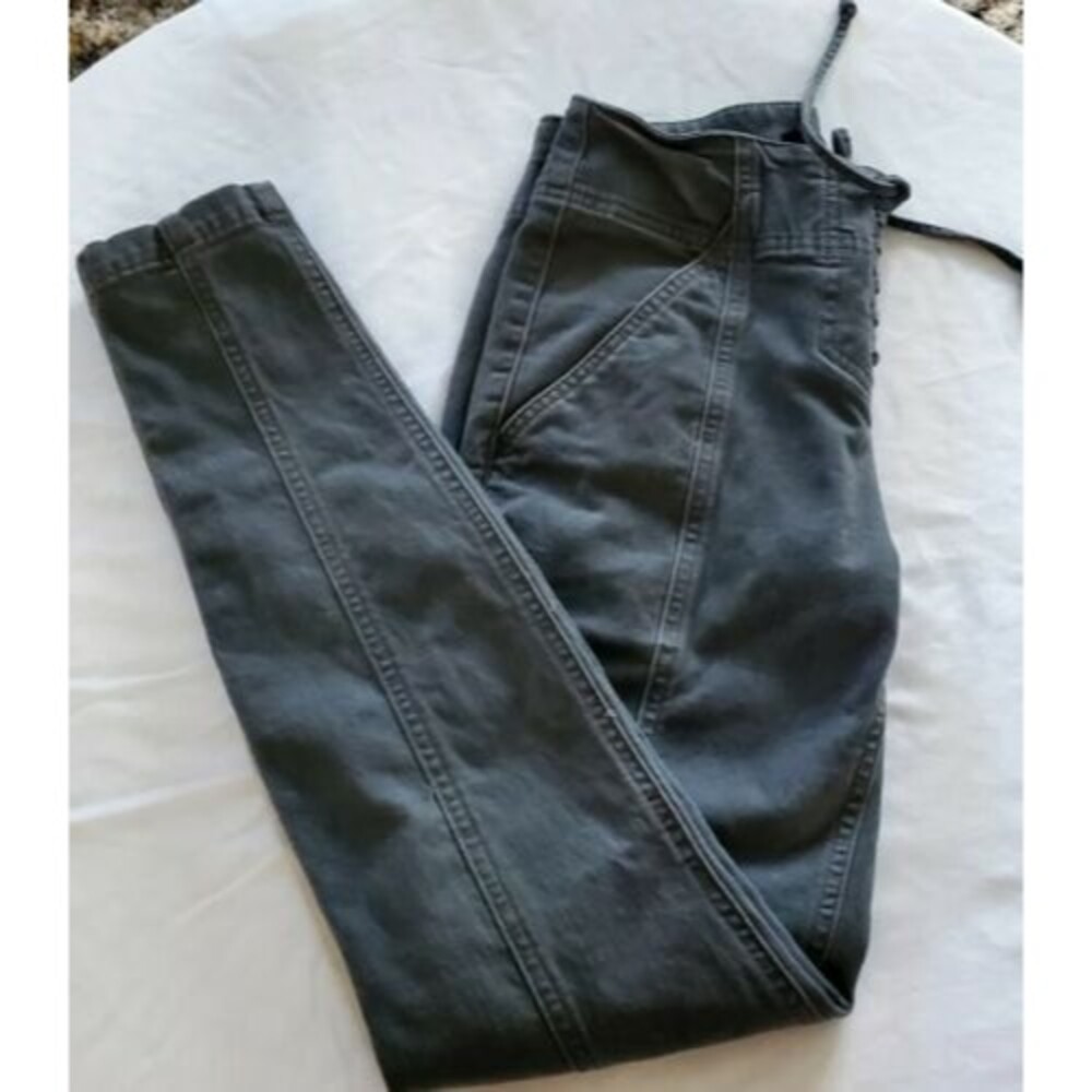 Express Stretch Skinny Legging Jean Gray Mid Rise Lace up Closure 4R Very Cute